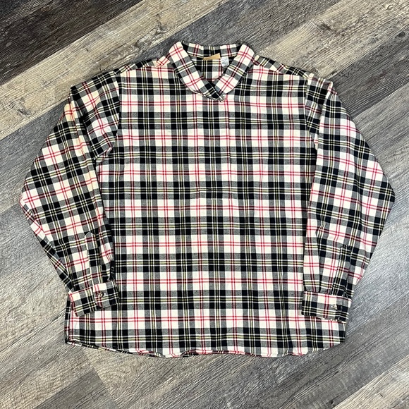 L.L. Bean Flannel Shirt Size 20 Plaid Womens Vintage Y2K USA Freeport Collared - Picture 1 of 4